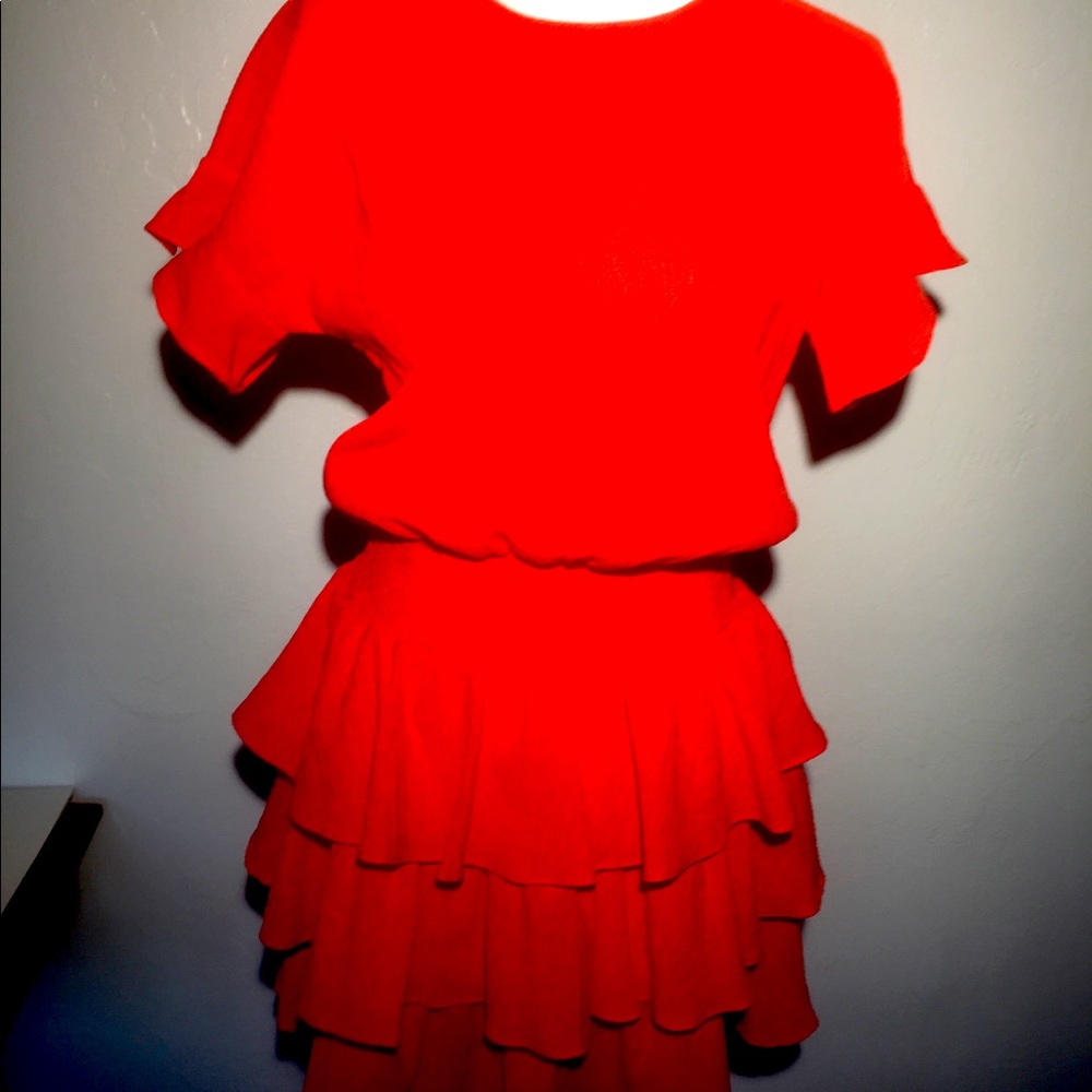 Michael Kors summer Coral ruffles cap sleeve dress